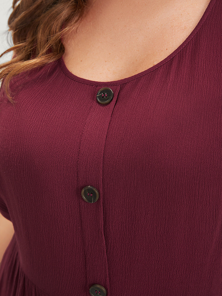 Solid Gathered Button Front Tank Top