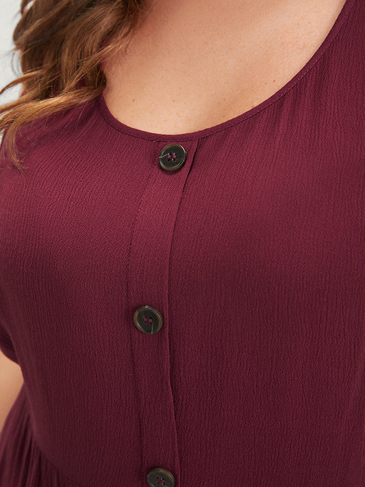 Solid Gathered Button Front Tank Top