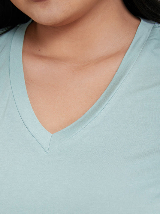 Solid Ruffles Modal Frill Trim Pajama Set