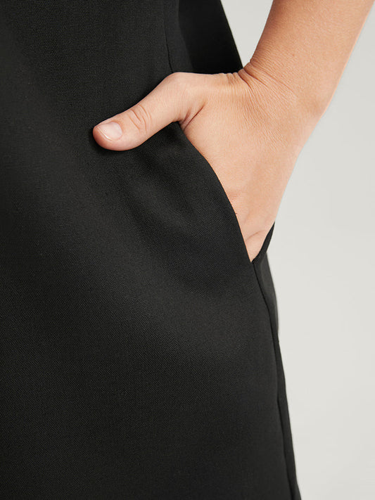 Solid Pocket Button Up Cuffed Sleeve Coat