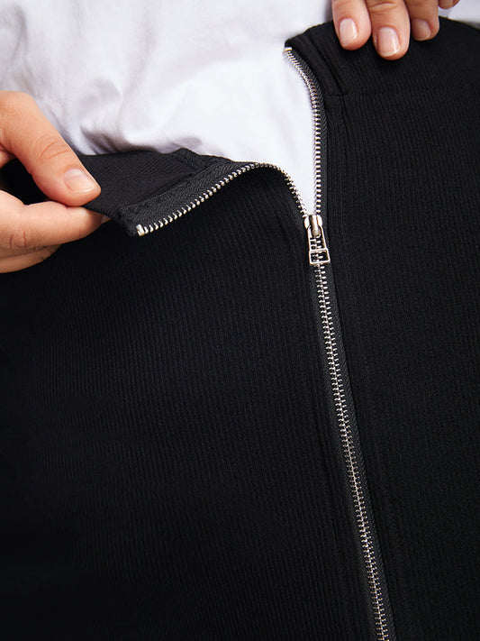 Black Zip Up Skinny Skirt