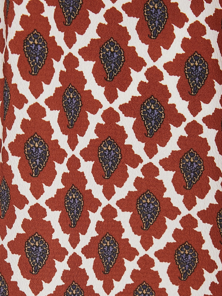 Paisley Off Shoulder Tie Front Short Dress