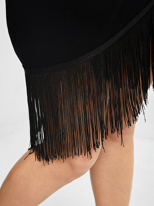 Plain Tassels Bodycon Skirt
