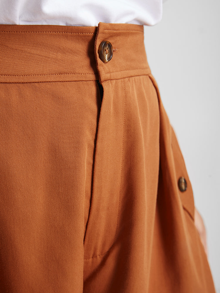 Plain Pocket Wide Leg Shorts