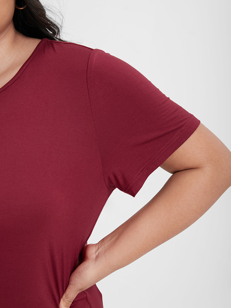 Solid Drawstring Ruched T-shirt