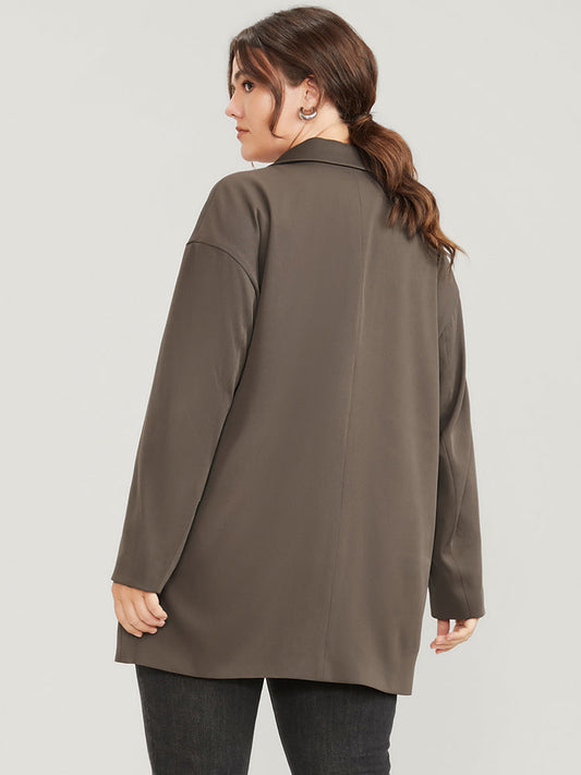 Solid Button Up Pocket Suit Collar Blazer