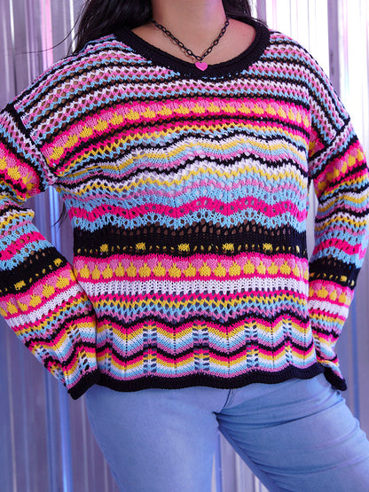 Color Corrugated Cutout Sweater