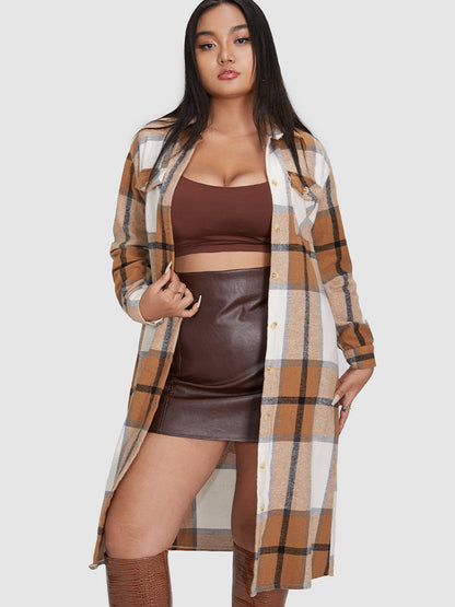 Plaid Pocket Belted Shirt Dress