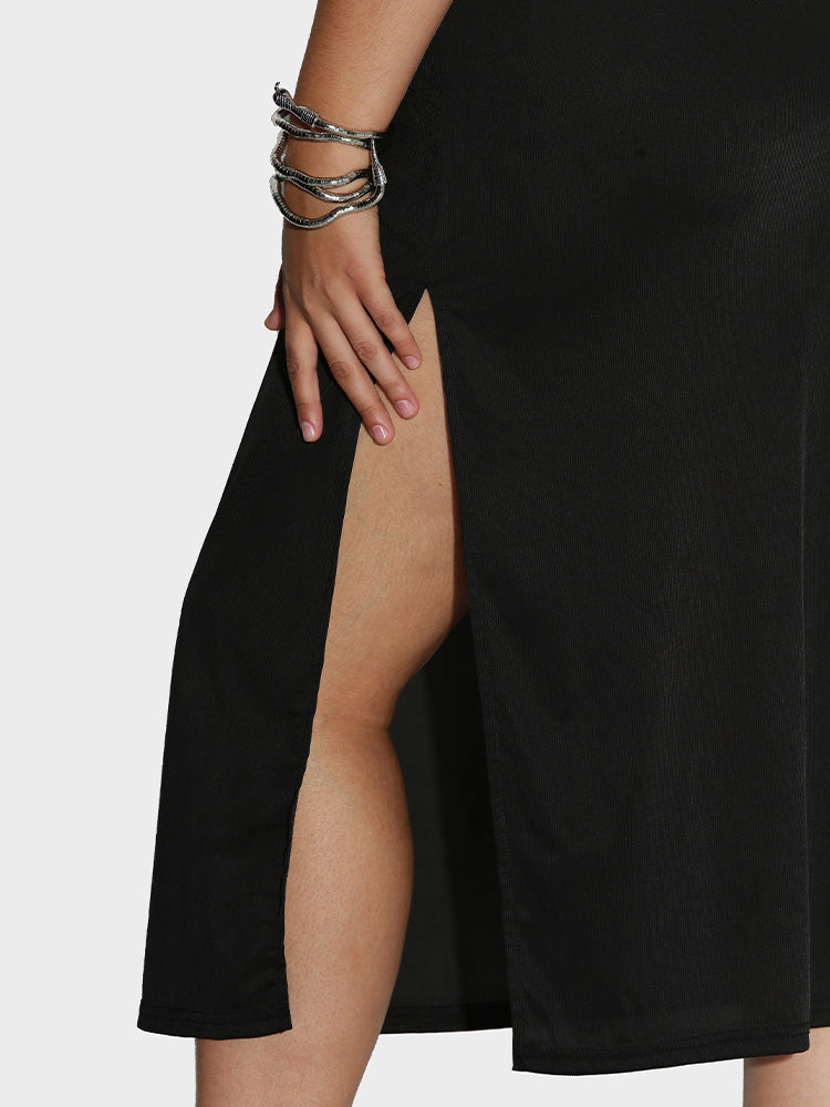 Back Cut Out Split Hem Dress