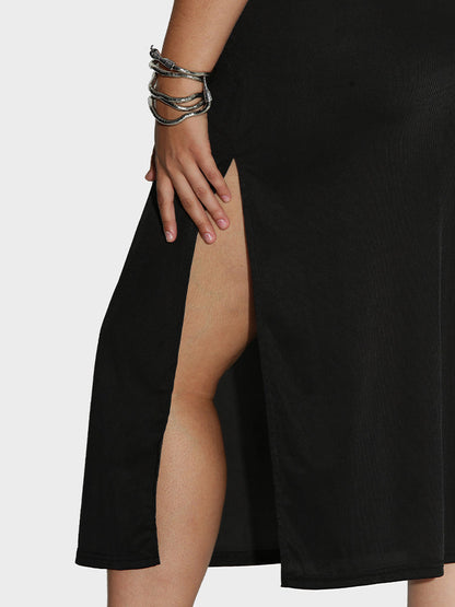 Back Cut Out Split Hem Dress