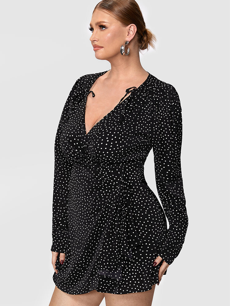 Polka Dot Drawstring Dress