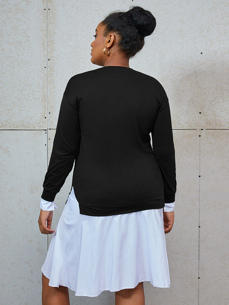 Color Block 2-in-1 Sweatshirt Dress