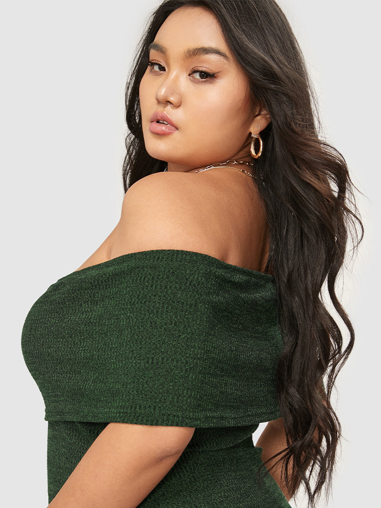Plain Off Shoulder Knit Dress
