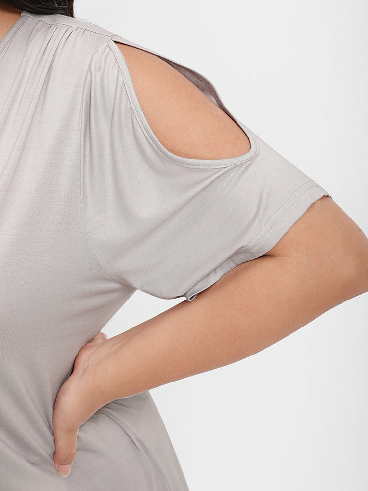 Plain Cold Shoulder Regular T-shirt