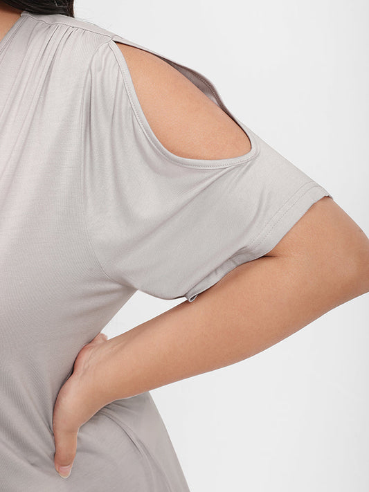 Plain Cold Shoulder Regular T-shirt