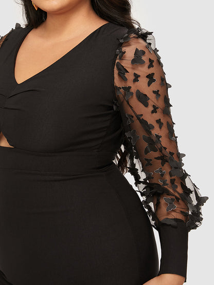 Butterfly Patched Cut Out Bodycon Dress