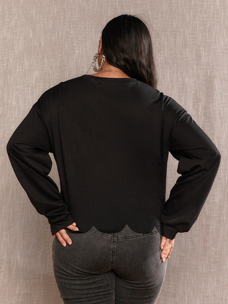 Wave Hem lLong Sleeve T-shirt