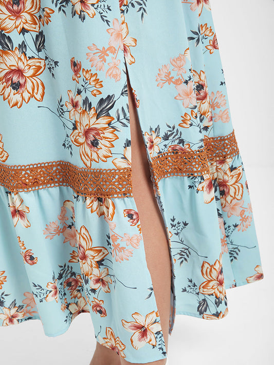 Floral Eyelet Lace Split Flutter Cami Dress