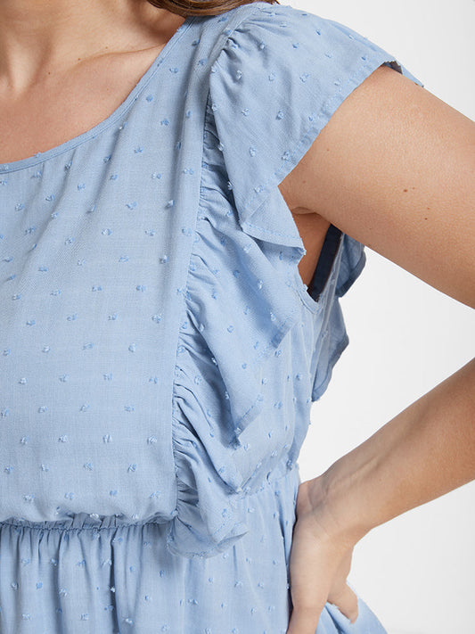 Solid Ruffles Polka Dot Babydoll Tank Top