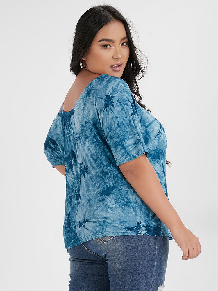 Tie Dye Print One Shoulder T-shirt