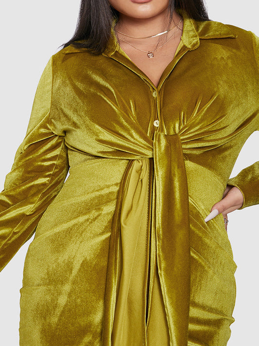 Tie Front Satin Bodycon Dress