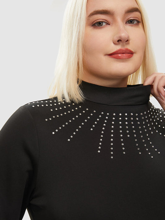 Solid Rhinestone Knit Top