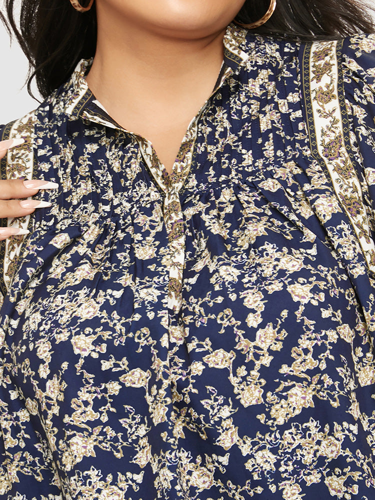 Lantern Sleeve Ditsy Floral Blouse
