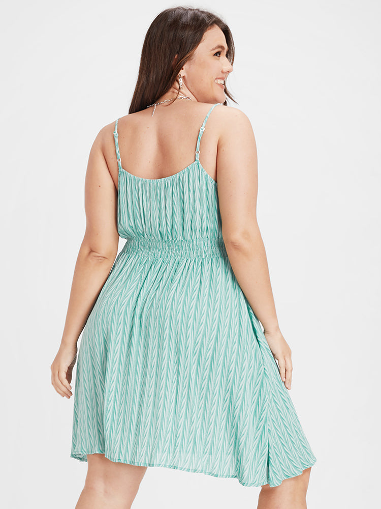 Bloom Dress - Geometric Print Shirred Cut Out Cami Dress