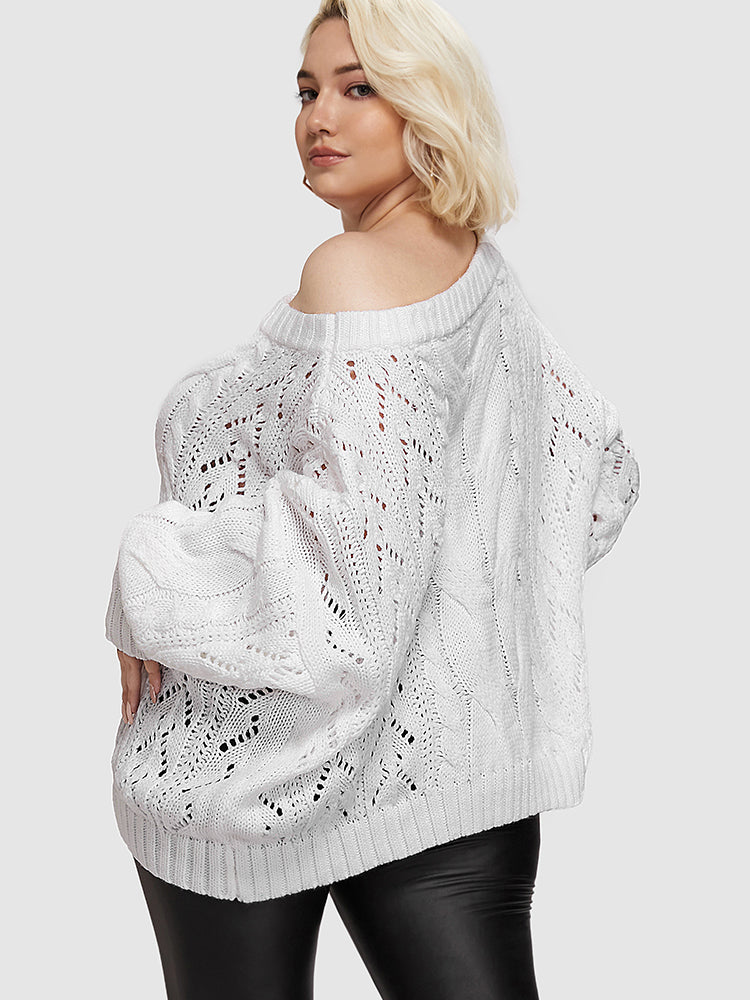 Solid Cable Knit Cut Out Sweater