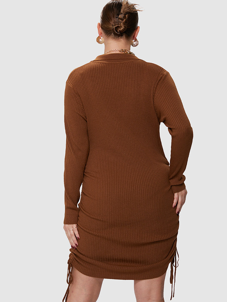 Solid Drawstring Bodycon Dress