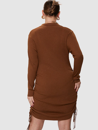 Solid Drawstring Bodycon Dress