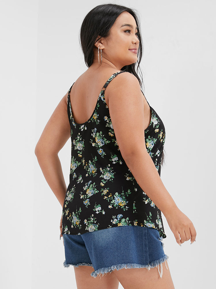Floral Print V Neck Cami Top