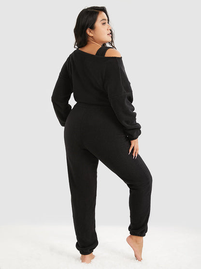 3pcs Solid Teddy Lounge Set