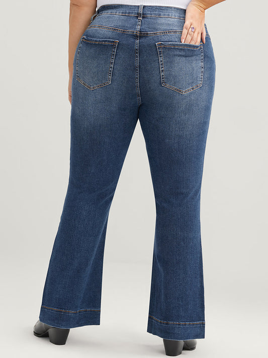 Bootcut Very Stretchy High Rise Dark Wash Pocket Jeans