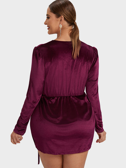 Solid Drawstring Ruched Bodycon Dress