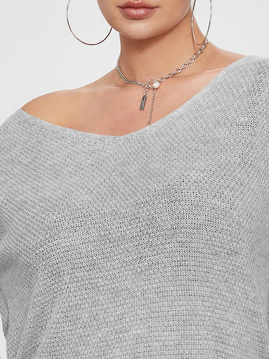 Solid V Neck Sweater