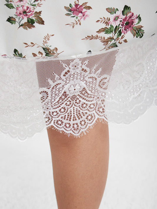 Floral Lace Panel Sleep Dress