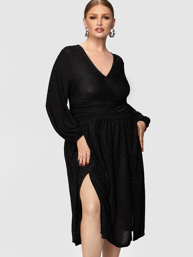 High Split V-neck Dress