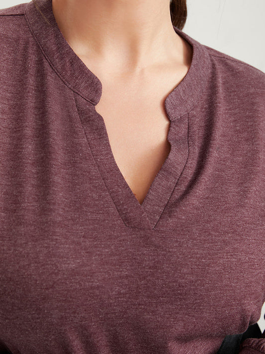 Solid V Neck Long Tee