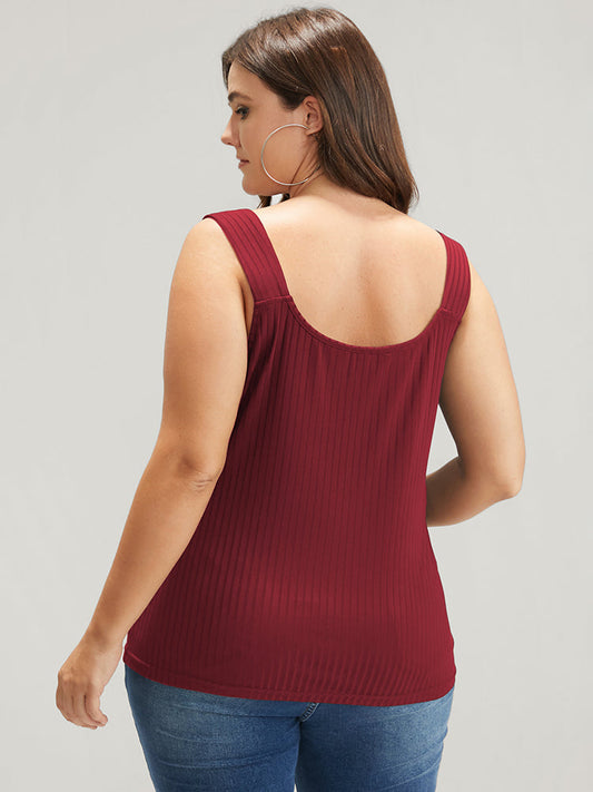 Plain Sleeveless Square Neck Tank Top