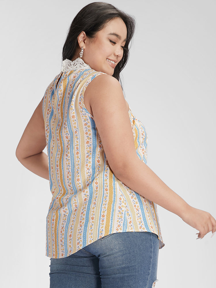 Ditsy Floral Lace Inset Tank Top