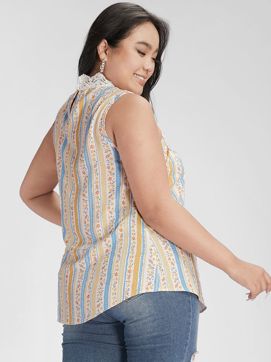 Ditsy Floral Lace Inset Tank Top