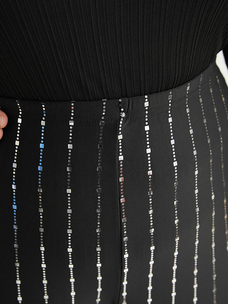 Striped Sequin Elastic Waist Pants