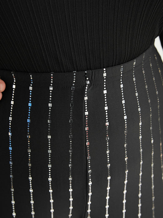Striped Sequin Elastic Waist Pants