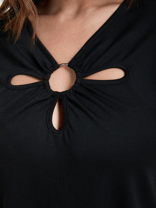 Solid Cut Out O-Ring T-shirt