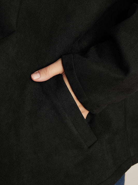 Solid Waterfall Collar Pocket Coat