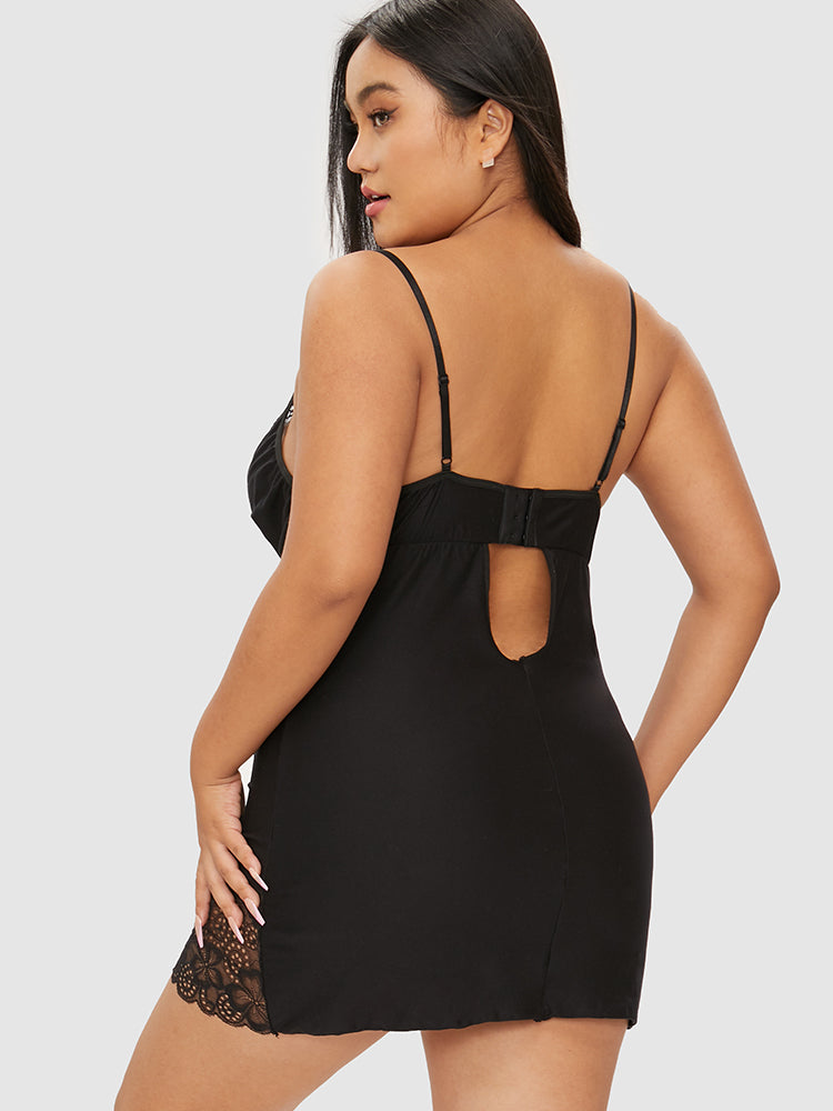 Sheer Lace Insert Cut Out Sleep Dress