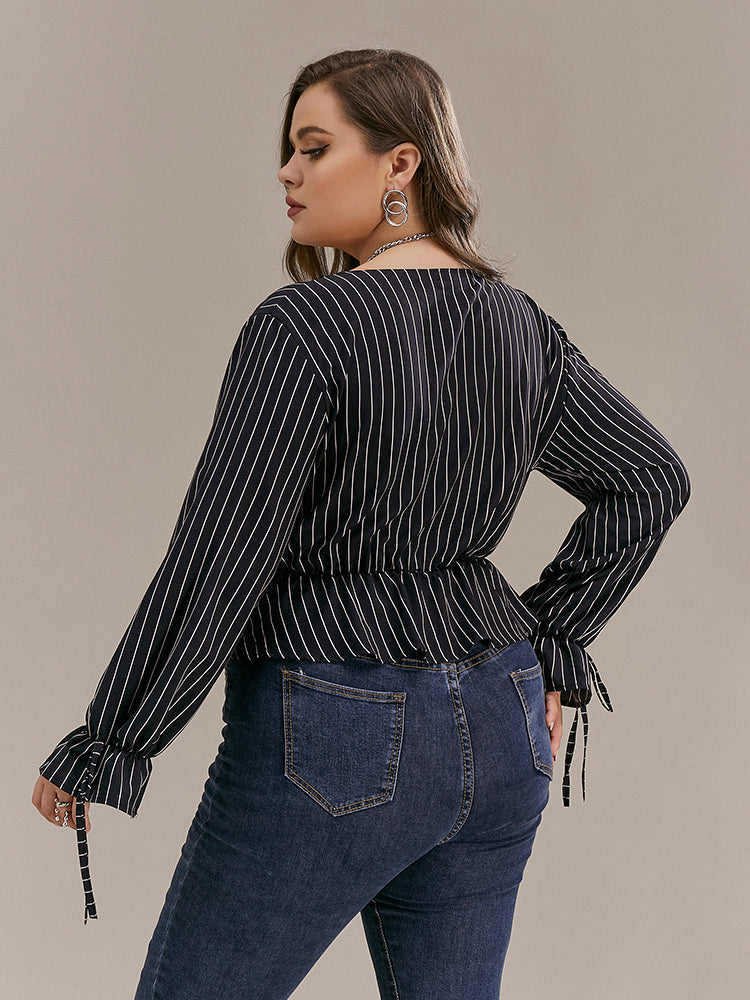 Knotted Surplice Neck Blouse