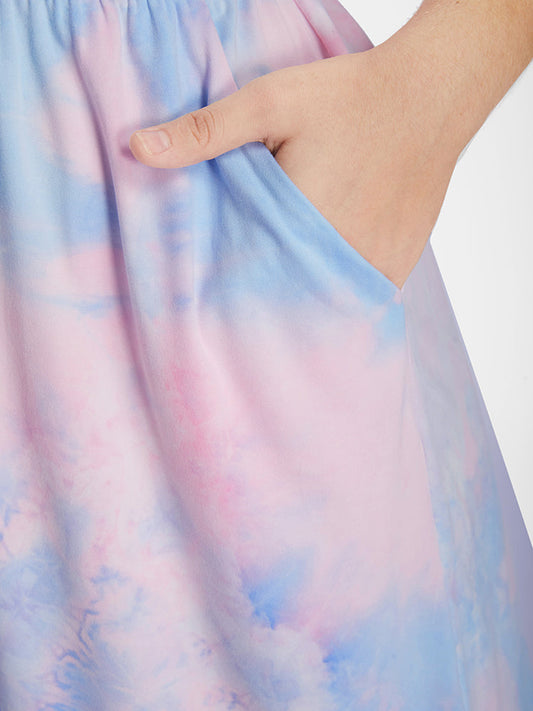 Tie Dye Elastic Waist Pocket Romper