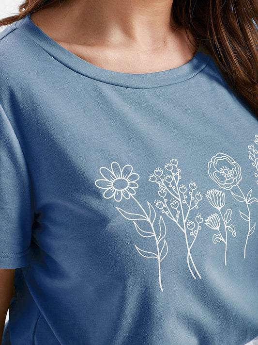Floral Print Round Neck T-shirt